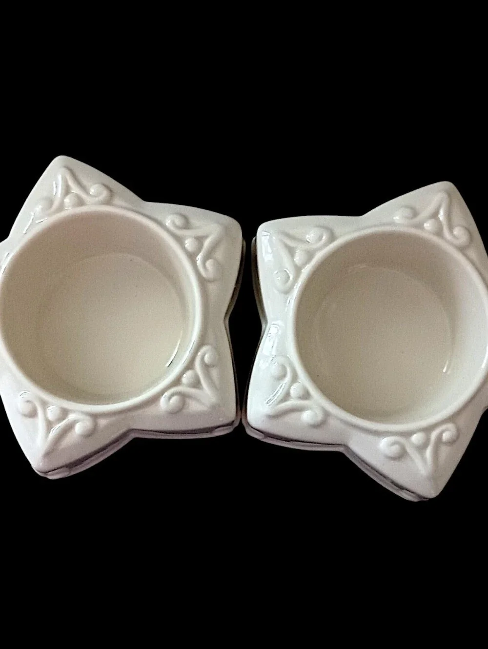 2‎ Lenox Yuletide Glowlite Candle Holders Votive Tea Light Porcelain Star Shaped